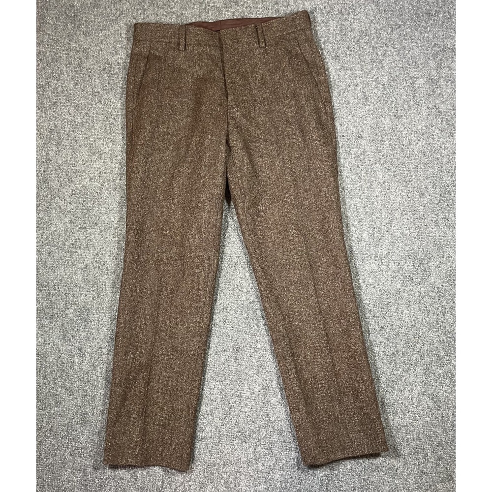J Crew Ludlow Trousers 30x27* Brown Tweed Wool Pants MOON Fabric Mens Dress Pant